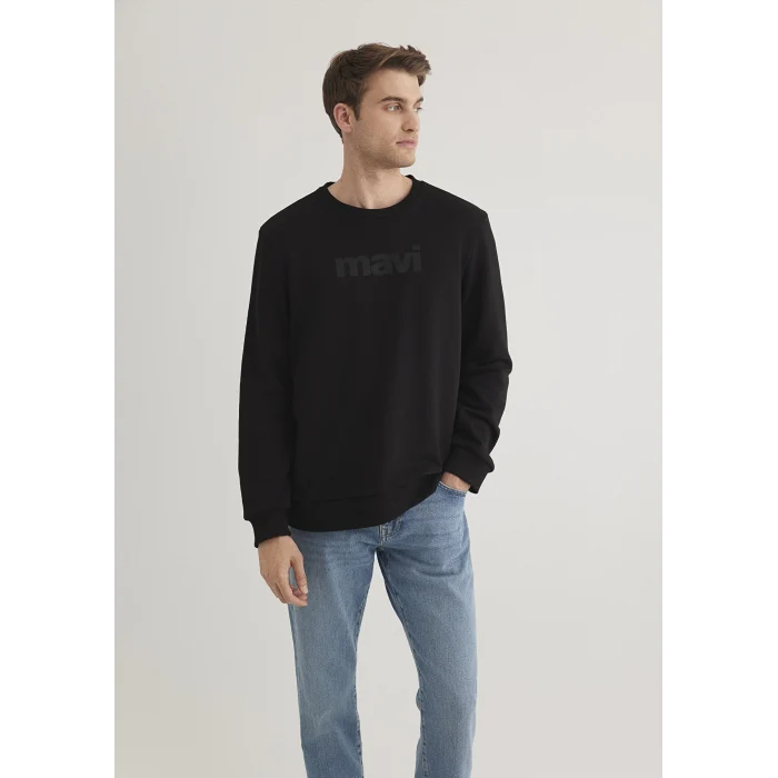 Mavi 066303-900 Mavi Logo Baskılı Siyah Sweatshirt