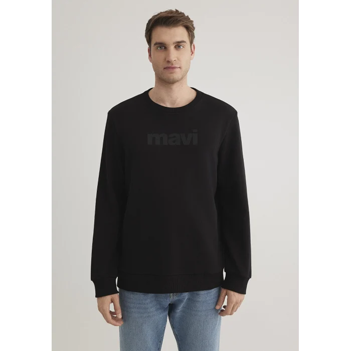 Mavi 066303-900 Mavi Logo Baskılı Siyah Sweatshirt