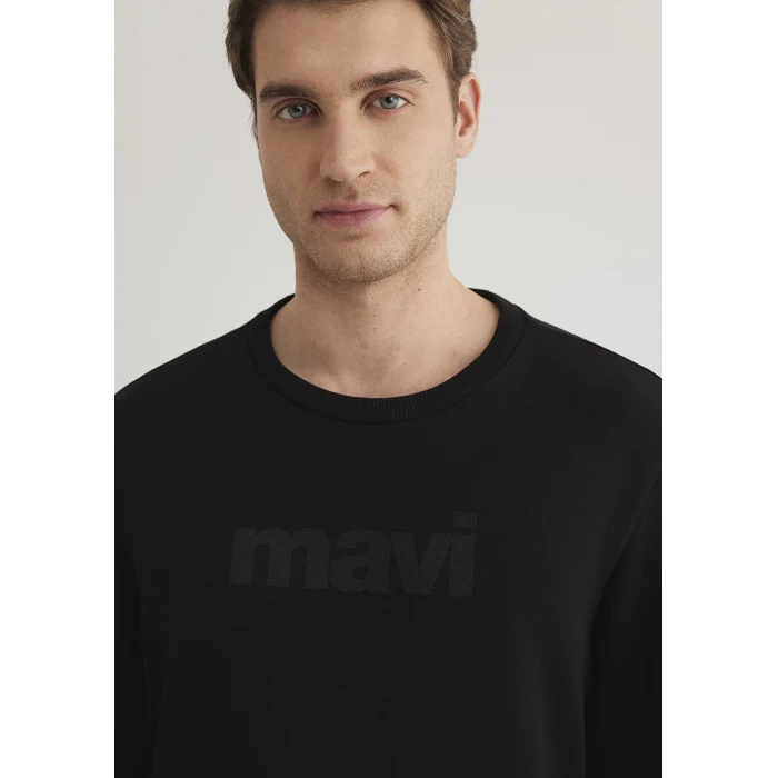 Mavi 066303-900 Mavi Logo Baskılı Siyah Sweatshirt