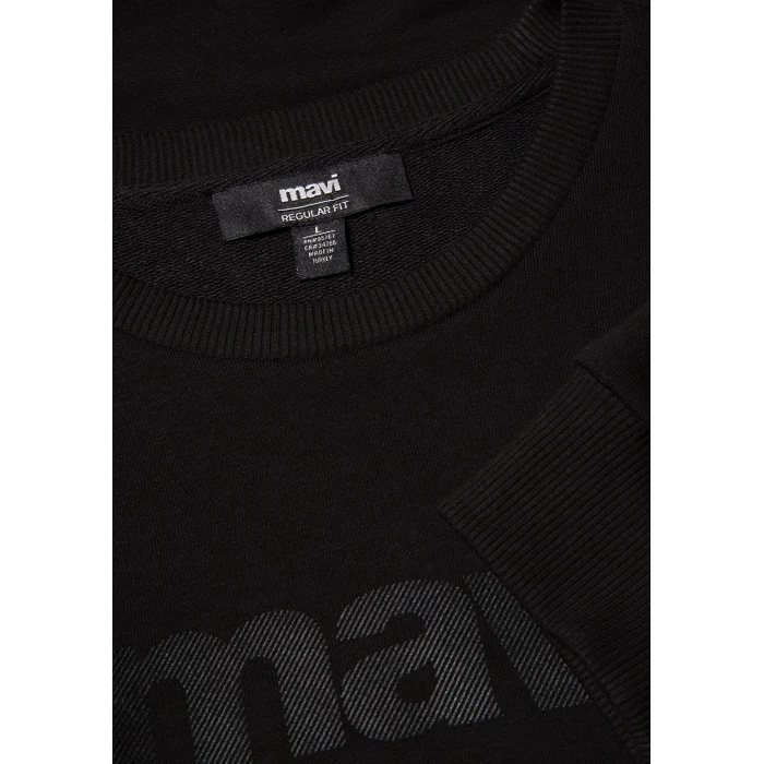 Mavi 066303-900 Mavi Logo Baskılı Siyah Sweatshirt