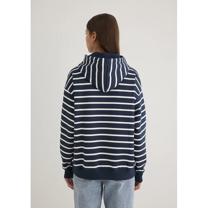 Mavi 1S10118-81518 Mavi Logo Baskılı Lacivert Çizgili Sweatshirt