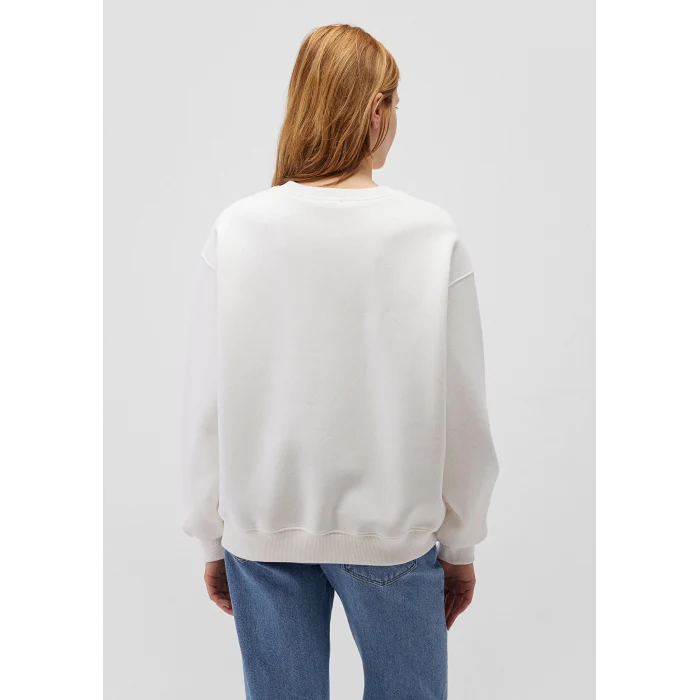 Mavi 1610198-70057 Bisiklet Yaka Beyaz Basic Sweatshirt