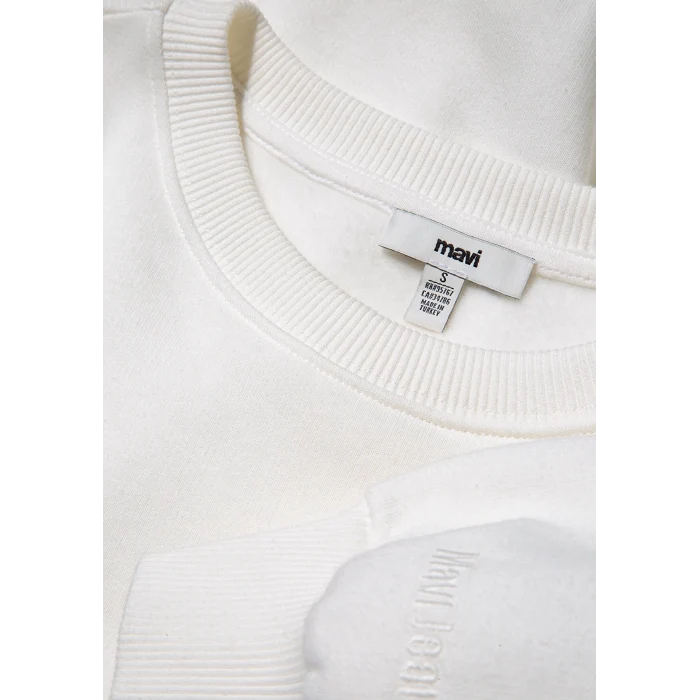 Mavi 1610198-70057 Bisiklet Yaka Beyaz Basic Sweatshirt