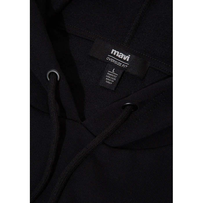 Mavi 067149-902 Mavi Logo Baskılı Kapüşonlu Siyah Sweatshirt