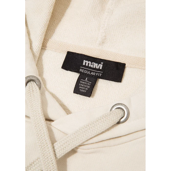 Mavi 065606-70134 Mavi Logo Baskılı Kapüşonlu Bej Sweatshirt