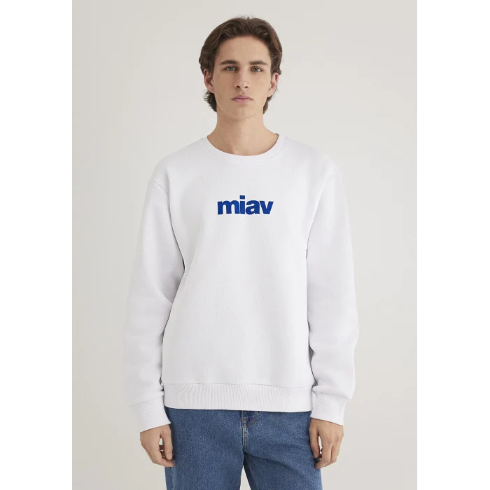 Mavi 0610925-620 Miav Baskılı Beyaz Sweatshirt
