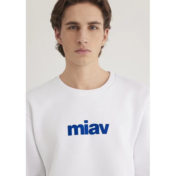 Mavi 0610925-620 Miav Baskılı Beyaz Sweatshirt