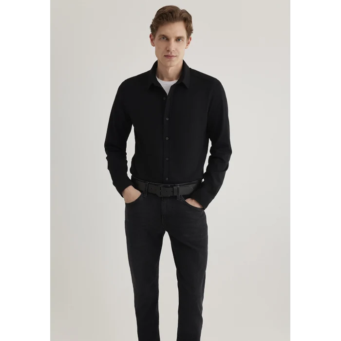 Mavi 0210294-900 Siyah Örme Gömlek