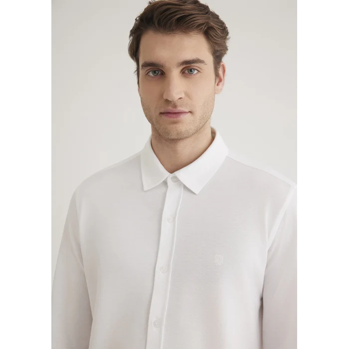 Mavi 0210294-620 Beyaz Örme Gömlek