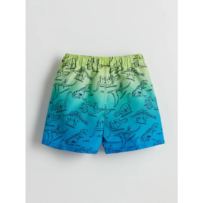 LCW Kids Mavi Beli Lastikli Baskılı Erkek Çocuk Yüzme Şort