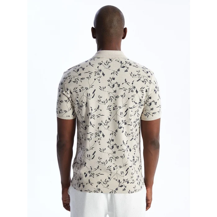 LCW Vision Bej Polo Yaka Kısa Kollu Desenli Erkek Tişört