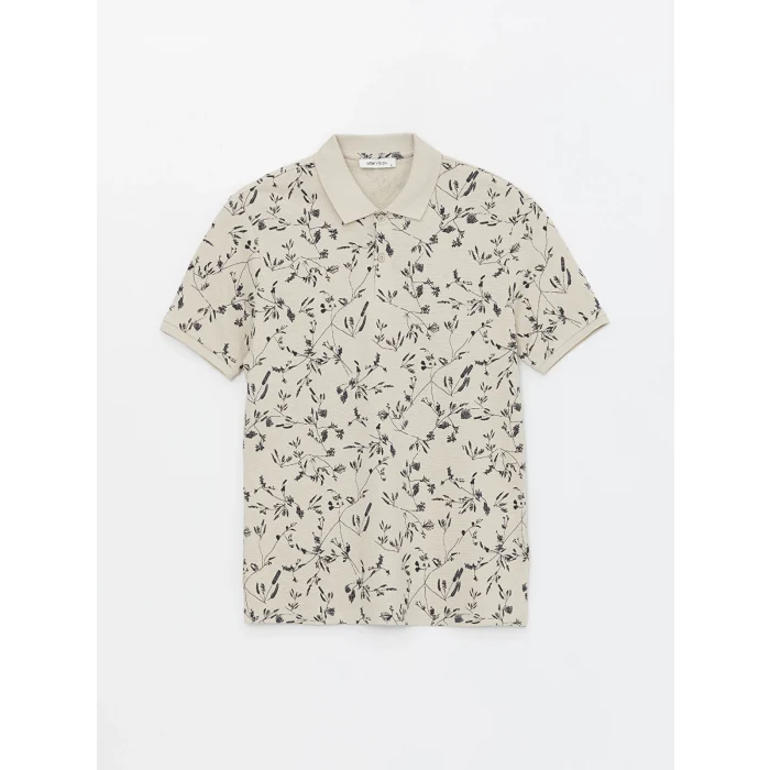 LCW Vision Bej Polo Yaka Kısa Kollu Desenli Erkek Tişört