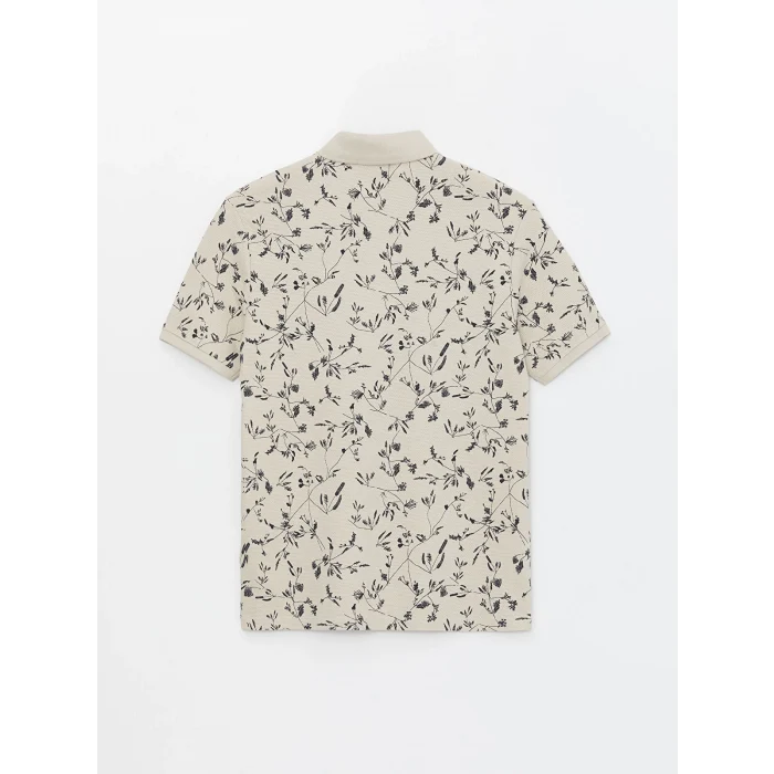 LCW Vision Bej Polo Yaka Kısa Kollu Desenli Erkek Tişört