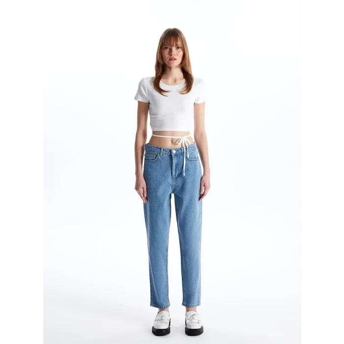 XSIDE Beyaz Bisiklet Yaka Düz Kısa Kollu Kadın Crop