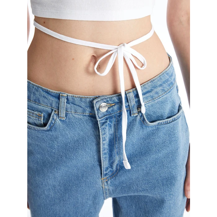 XSIDE Beyaz Bisiklet Yaka Düz Kısa Kollu Kadın Crop