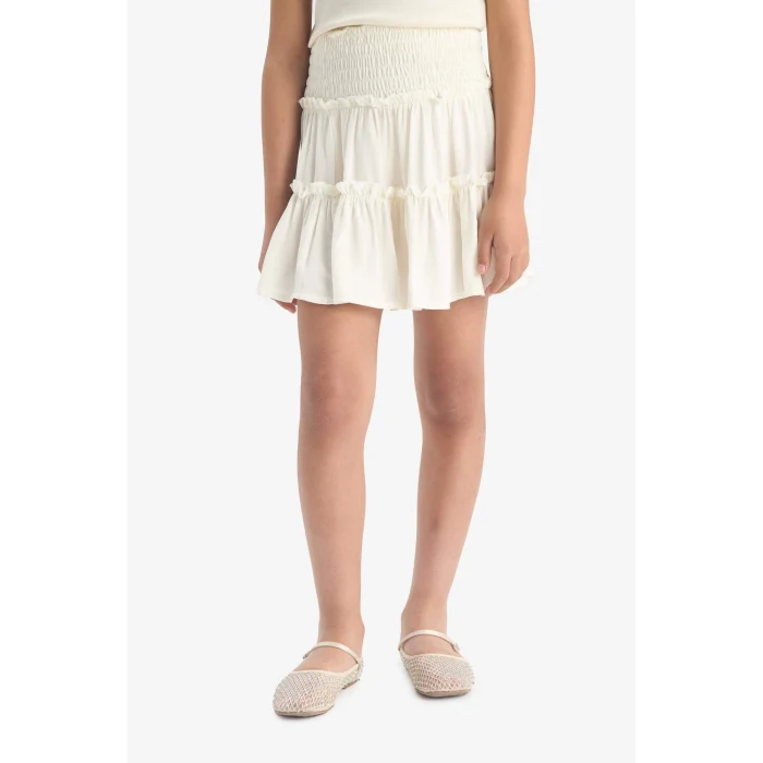 Defacto E3835 Beyaz Kız Çocuk Viskon Etek