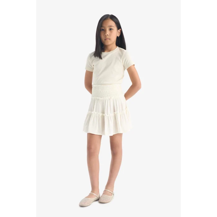 Defacto E3835 Beyaz Kız Çocuk Viskon Etek