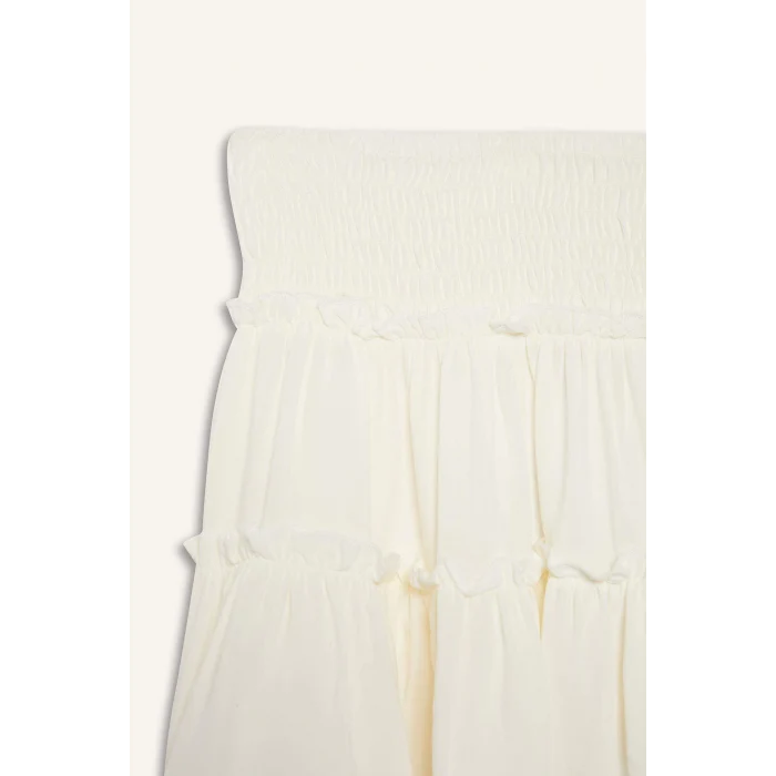 Defacto E3835 Beyaz Kız Çocuk Viskon Etek