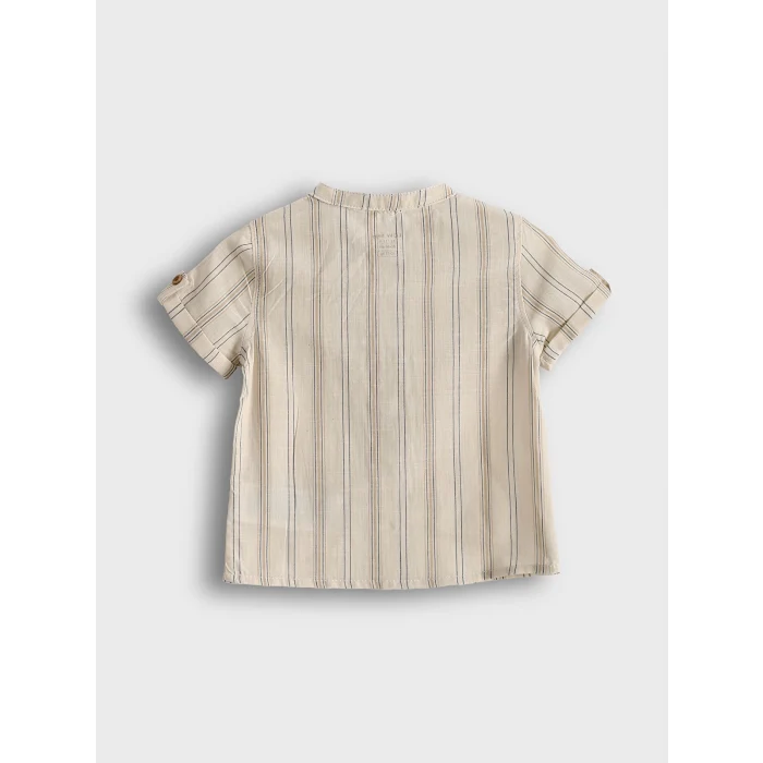 LCW baby Ekru Çizgili Erkek Bebek Gömlek ve Şort 2li