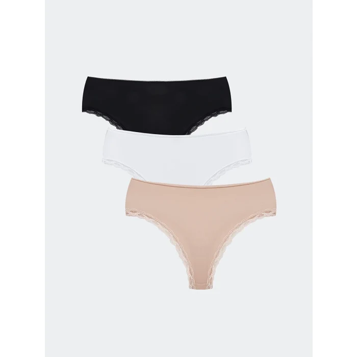 LCW DREAM Pembe Dantel Detaylı Brazilian Külot 3lü Paket