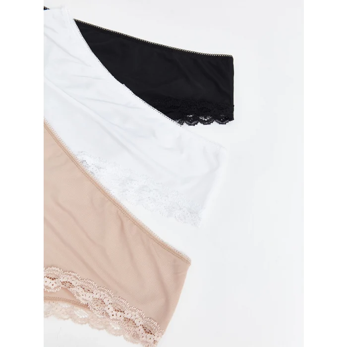 LCW DREAM Pembe Dantel Detaylı Brazilian Külot 3lü Paket