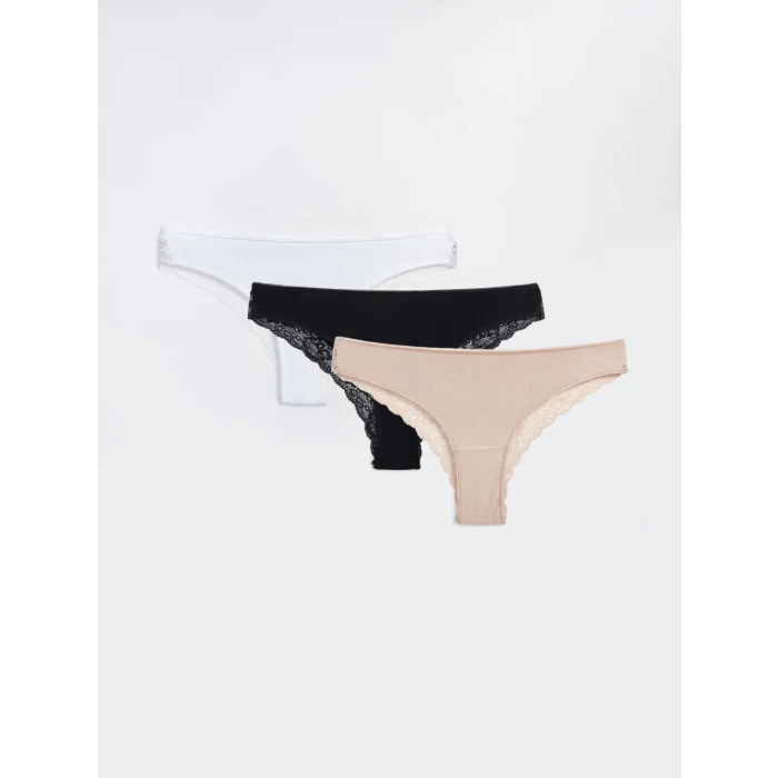 LCW DREAM Siyah Dantel Detaylı Brazilian Külot 3lü Paket