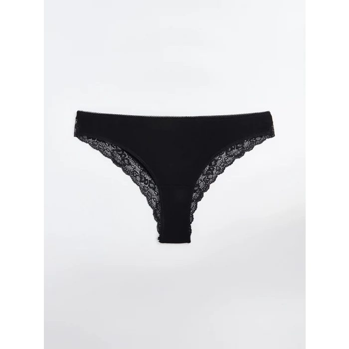 LCW DREAM Siyah Dantel Detaylı Brazilian Külot 3lü Paket
