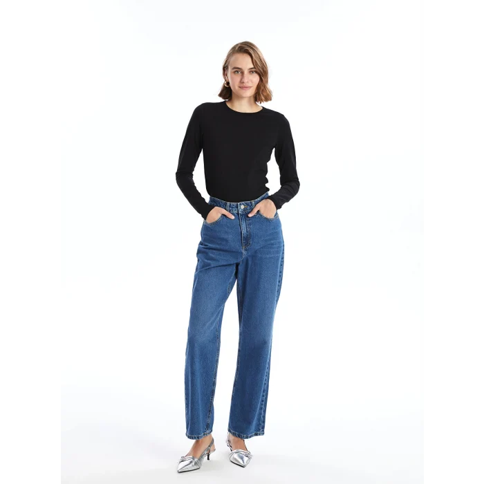 LCWAIKIKI Basic Siyah Bisiklet Yaka Kadın Body