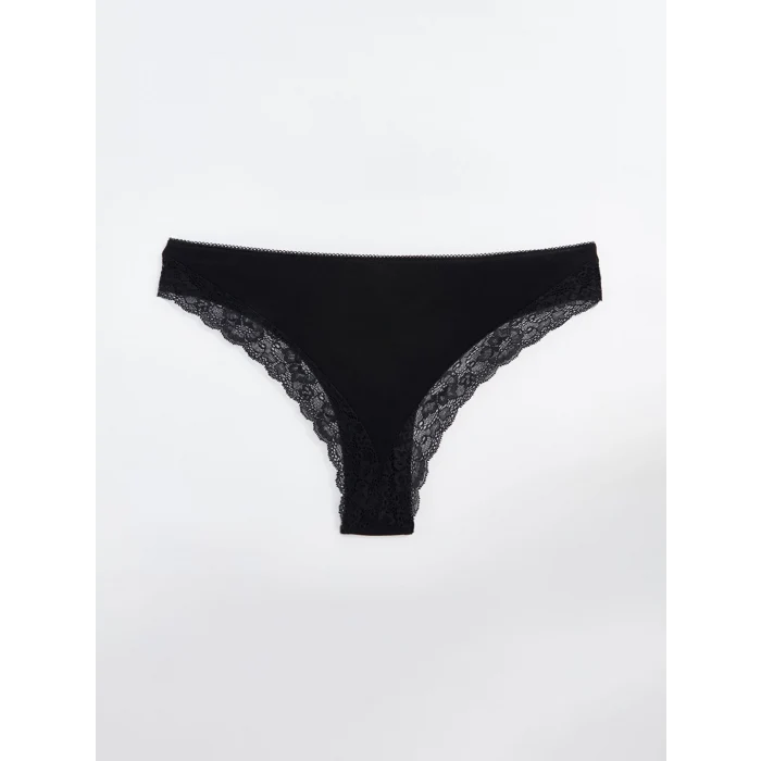 LCW DREAM Siyah Dantel Detaylı Brazilian Külot 3lü Paket