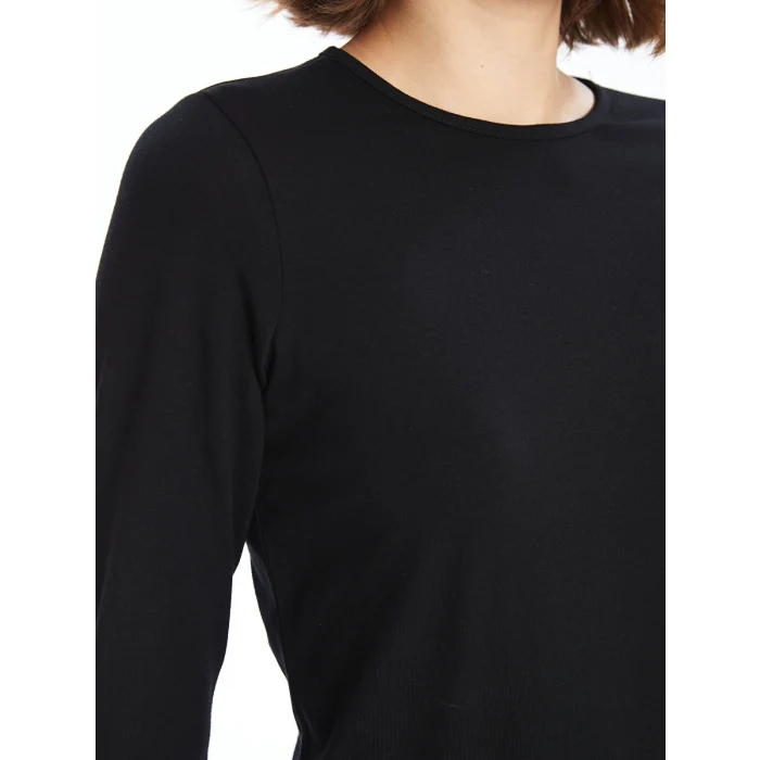 LCWAIKIKI Basic Siyah Bisiklet Yaka Kadın Body