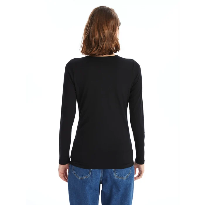 LCWAIKIKI Basic Siyah Bisiklet Yaka Kadın Body