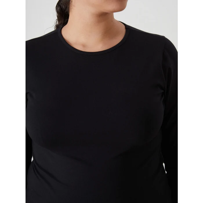 LCWAIKIKI Basic Siyah Bisiklet Yaka Kadın Body