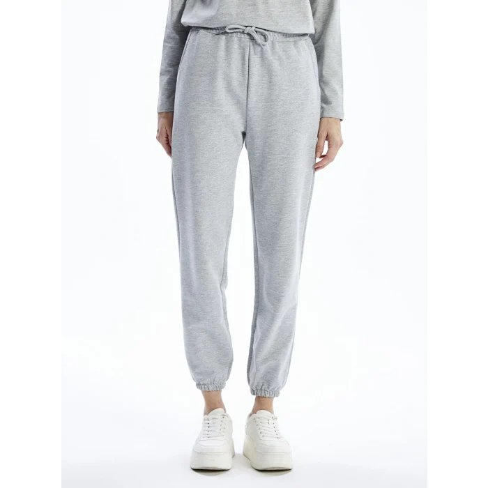 LCWAIKIKI Basic Gri Kadın Beli Lastikli Düz Jogger Eşofman Altı