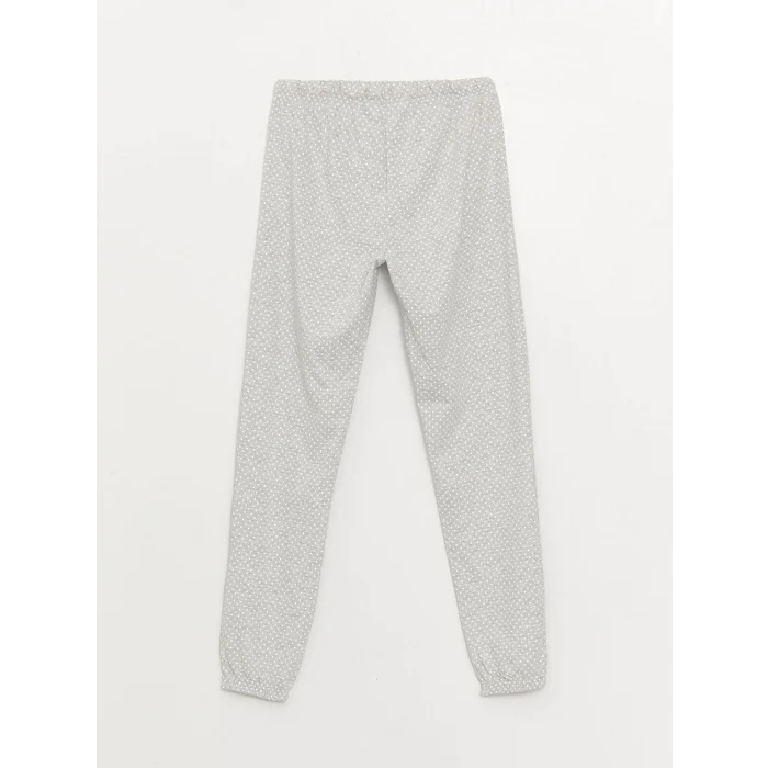 LCW DREAM Gri Bisiklet Yaka Çizgili Uzun Kollu Kadın Pijama Takımı