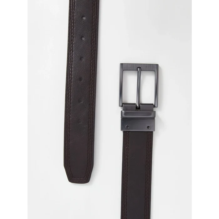 LCW ACCESSORIES Siyah Deri Görünümlü Erkek Kemer