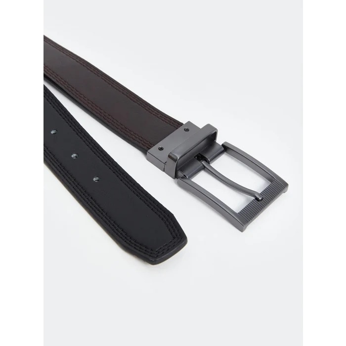 LCW ACCESSORIES Siyah Deri Görünümlü Erkek Kemer