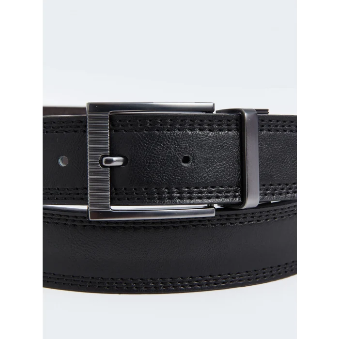 LCW ACCESSORIES Siyah Deri Görünümlü Erkek Kemer