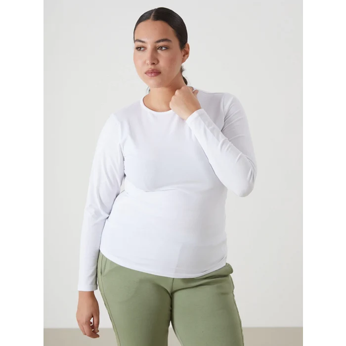 LCWAIKIKI Basic Beyaz Bisiklet Yaka Kadın Body