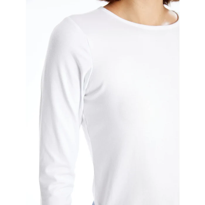 LCWAIKIKI Basic Beyaz Bisiklet Yaka Kadın Body