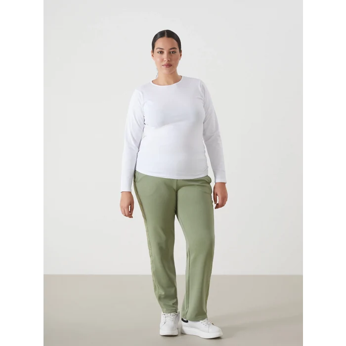 LCWAIKIKI Basic Beyaz Bisiklet Yaka Kadın Body