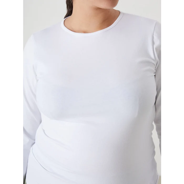 LCWAIKIKI Basic Beyaz Bisiklet Yaka Kadın Body