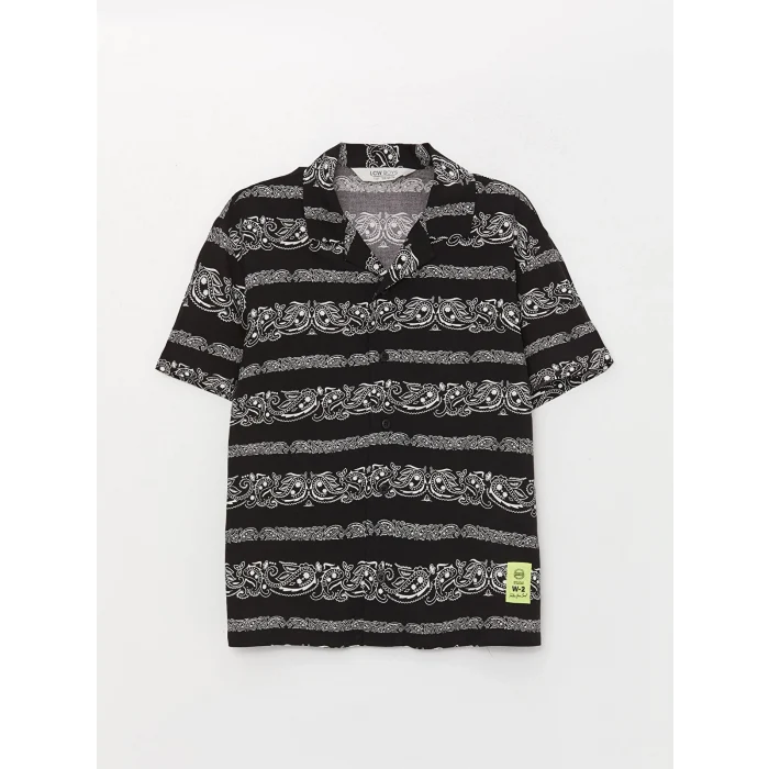 LCW Kids Siyah Rahat Kalıp Desenli Erkek Çocuk Gömlek