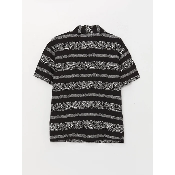 LCW Kids Siyah Rahat Kalıp Desenli Erkek Çocuk Gömlek