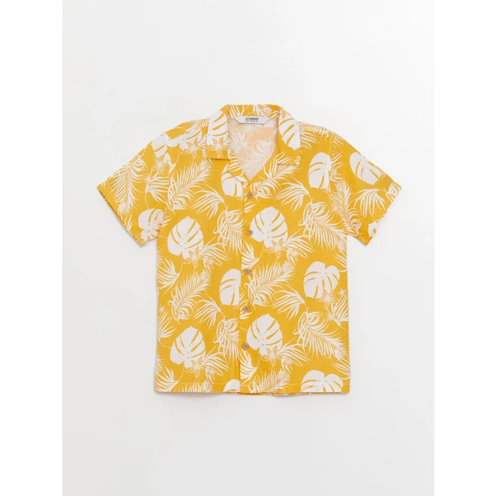 LCW Kids Sari Desenli Keten Karışımlı Erkek Çocuk Gömlek