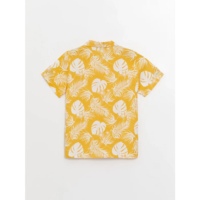 LCW Kids Sari Desenli Keten Karışımlı Erkek Çocuk Gömlek