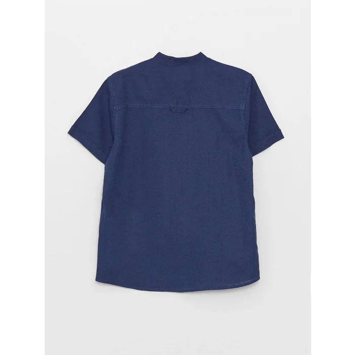 LCW Kids Lacivert Hakim Yaka Keten Karışımlı Erkek Çocuk Gömlek