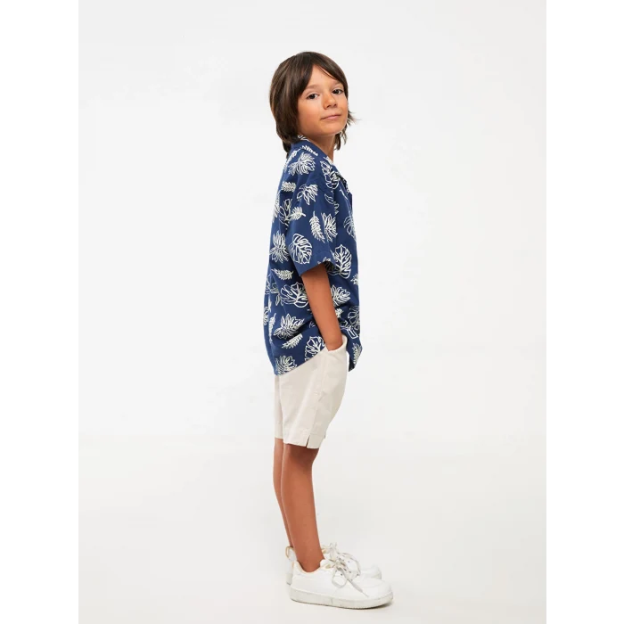 LCW Kids Lacivert Rahat Kalıp Desenli Erkek Çocuk Gömlek