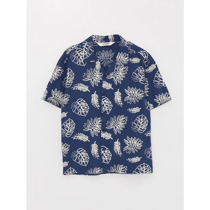 LCW Kids Lacivert Rahat Kalıp Desenli Erkek Çocuk Gömlek