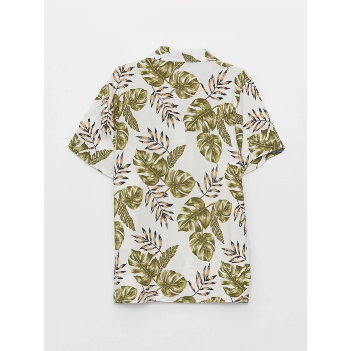 LCW Kids Yeşil Desenli Kısa Kollu Erkek Çocuk Gömlek