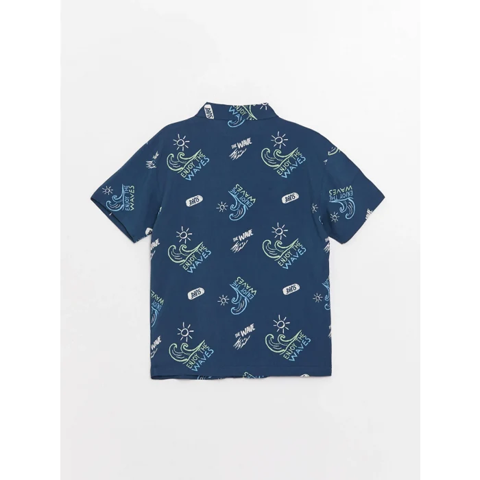 LCW Kids Lacivert Rahat Kalıp Desenli Erkek Çocuk Gömlek